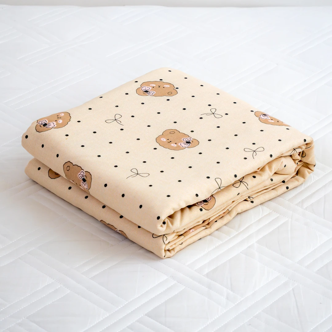 【京かわ会社】双层纱磨毛单双人被套 米熊