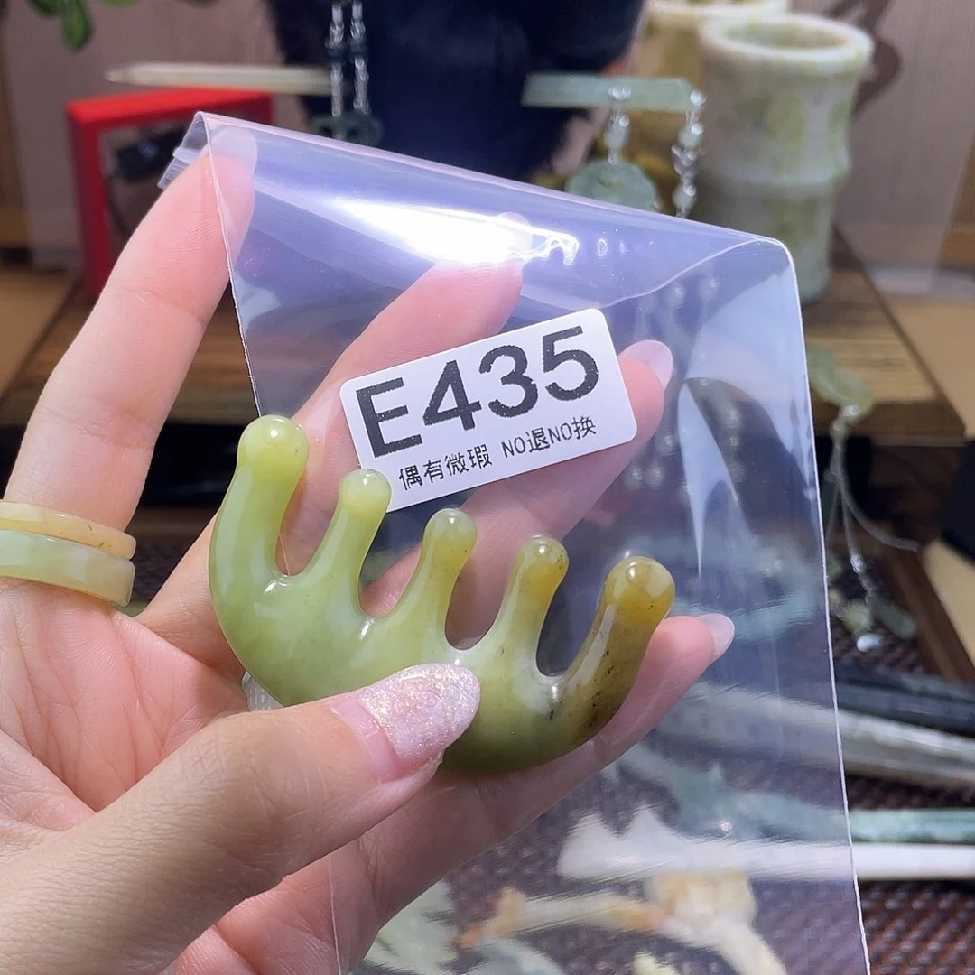 蛇纹石玉发饰银S925镀金镶嵌延