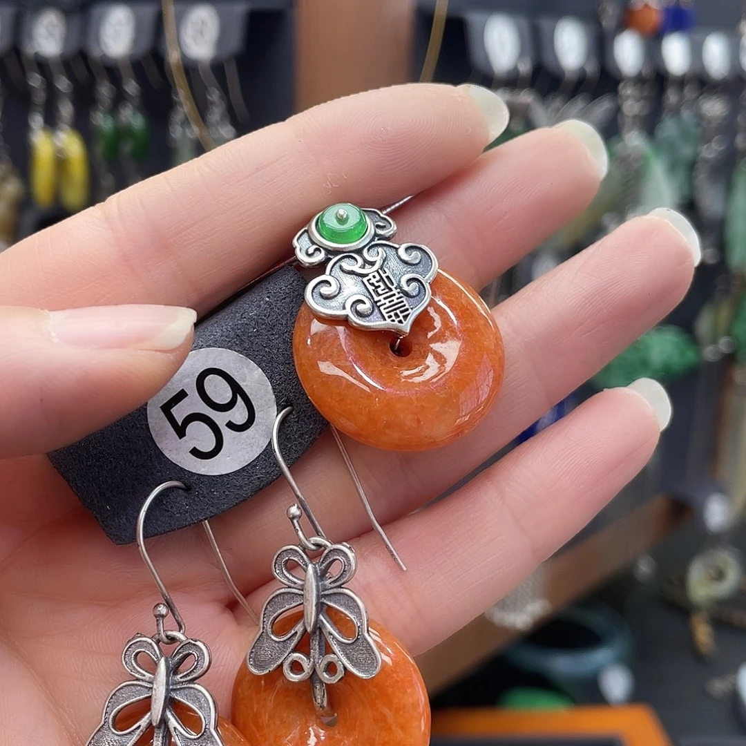 翡翠耳饰银S925镶嵌?**?953ghjhhhh