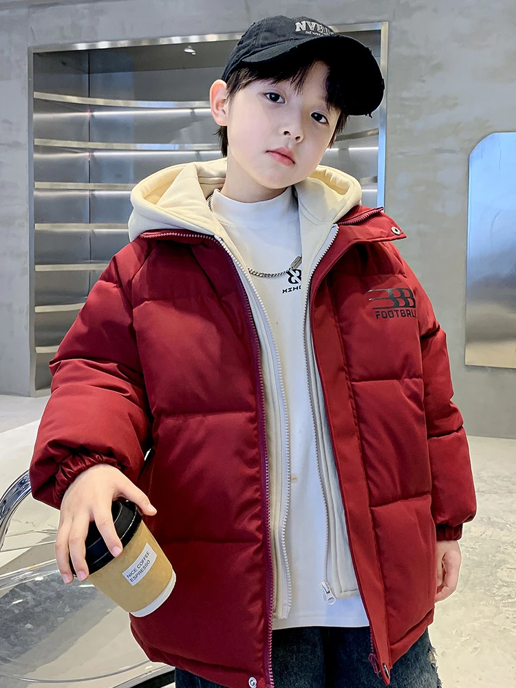 MK&UR.BV男童棉服冬季新款加厚红色棉衣大儿童男孩棉袄秋冬款外套