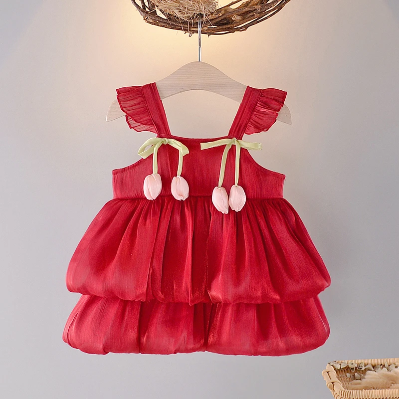 2025新款夏季公主裙女宝宝蝴蝶结连衣裙夏装吊带女宝小童礼服裙子