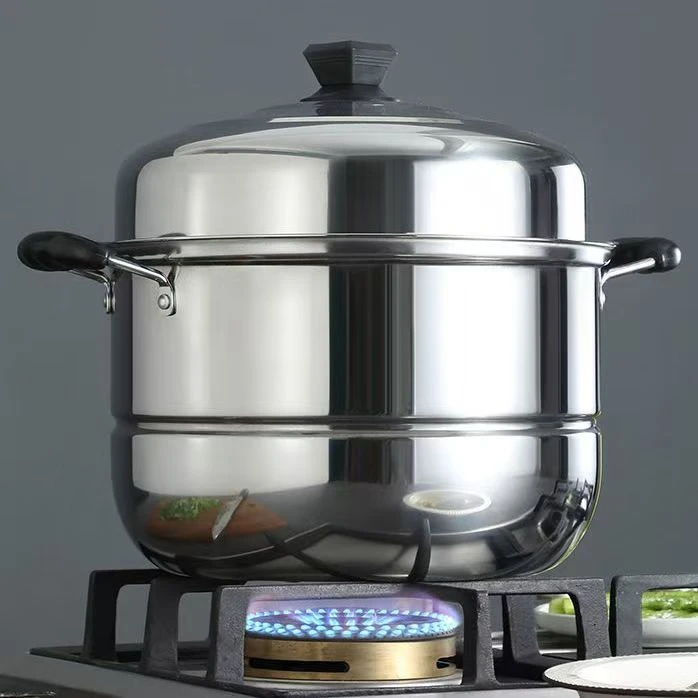 加厚不锈钢双层蒸锅家用二三层锅大号汤锅蒸馍蒸鱼锅电磁炉煤气灶