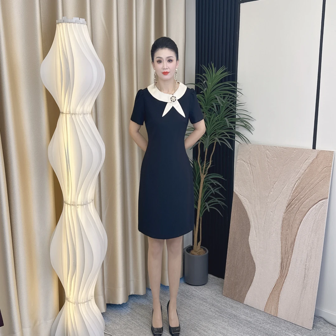 D880女装连衣裙显瘦气质轻奢时尚百搭复古收腰名媛显瘦气质轻奢