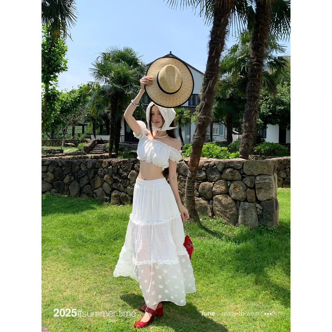 SUNONEONE 设计感套装女夏季立体花朵A字半身裙上衣两件套D0143Q