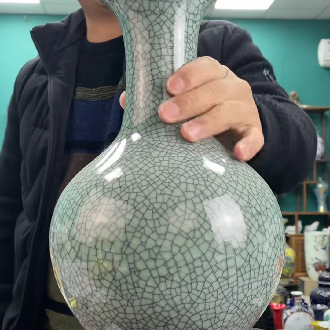 开片赏瓶，手工复古陶瓷摆件景德镇陶瓷