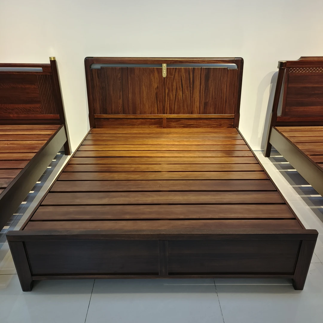 乌金木实木床新中式双人床现代简约主卧1.8米大床