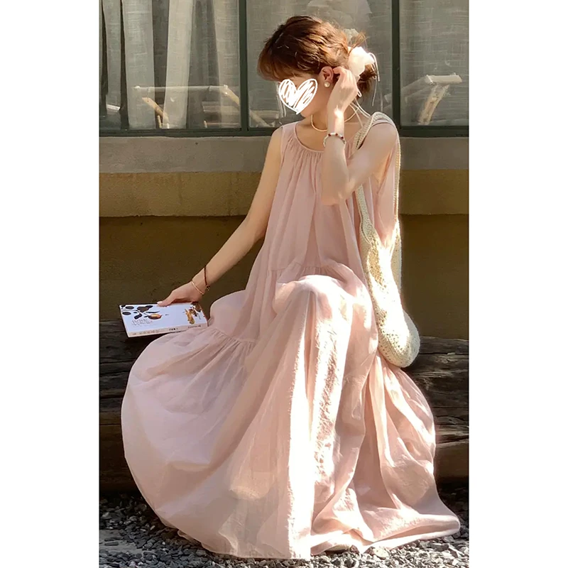 【樱岛之恋】2025夏季新款温柔法式设计感连衣裙A字大裙摆长裙