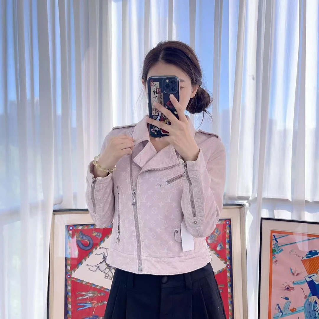 95新 LouisVuitton/路易威登 老花牛仔衣粉色34码/250622SRRLY01