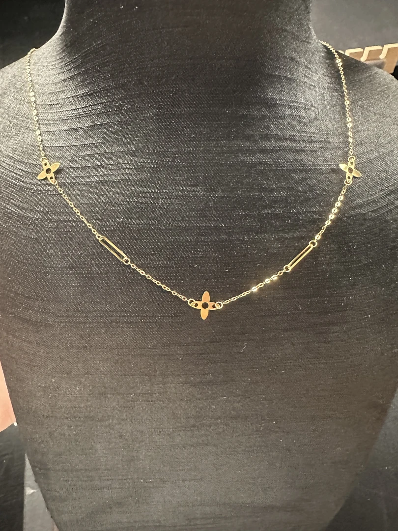 18k金项链总长45cm四叶草