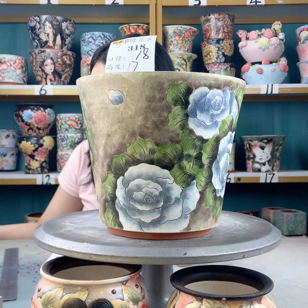 景德镇手工花盆318