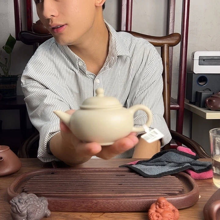 茶壶紫砂原矿白玉段 水平紫砂壶
