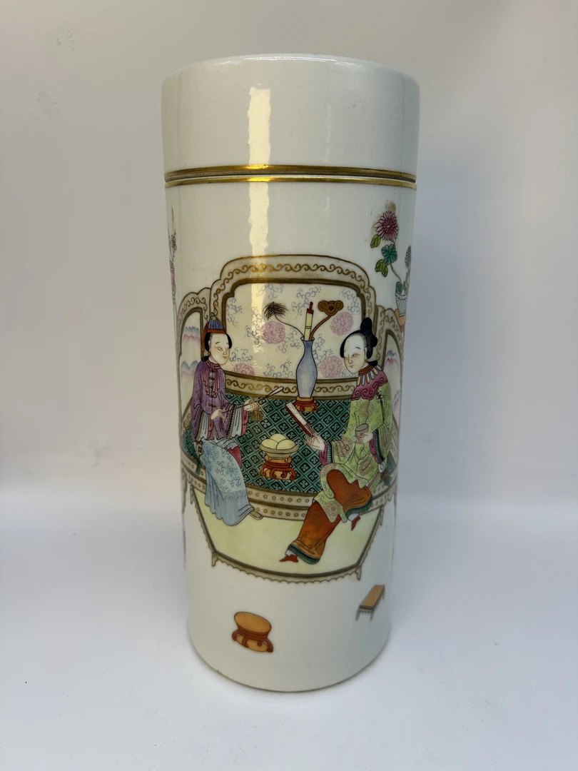 粉彩人物盖罐陶瓷