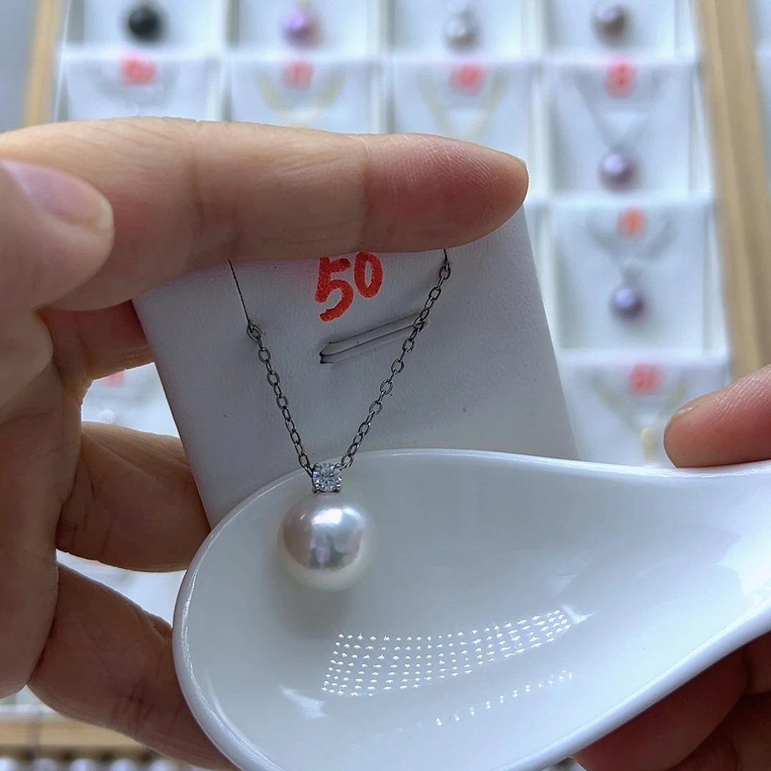 淡水珍珠吊坠(赠链)银S925镶嵌12+