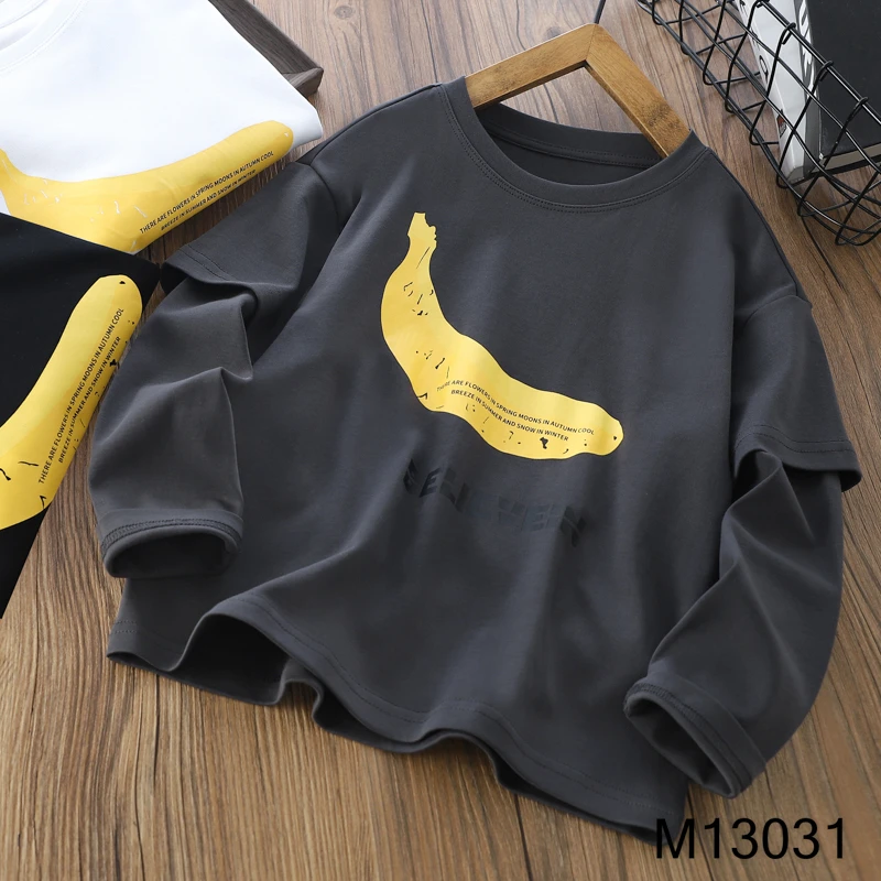 【MIEVE DUCK】秋季儿童亲肤双面棉中大童休闲假两件长袖T恤13031