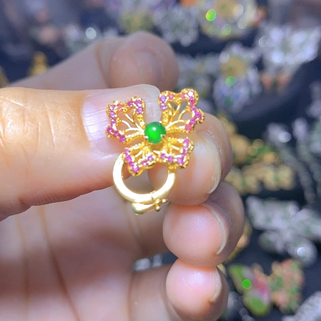 翡翠银S925镶嵌套链天然翡翠