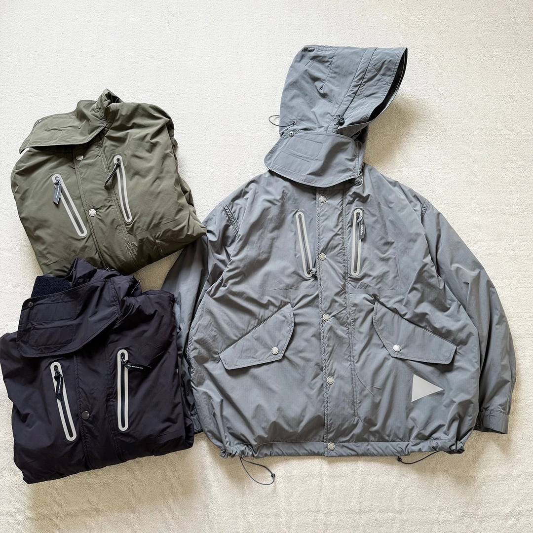 日单现货and wander fishtail户外机能防风鱼尾连帽棉服外套棉衣