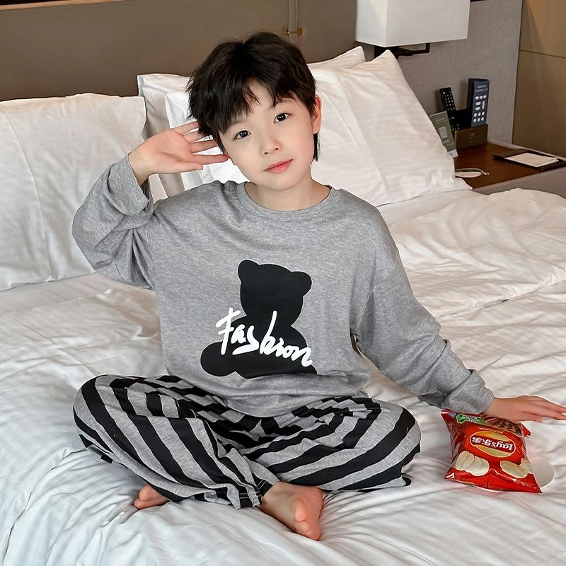 儿童睡衣男孩春秋季莫代尔空调服中大童2025新款长袖家居服套装薄
