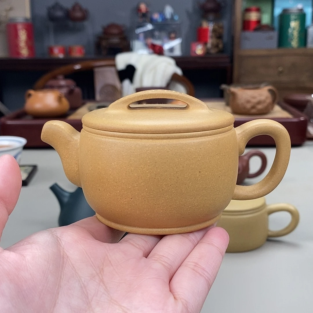 紫砂茶壶台西绿泥半手汉瓦150cc