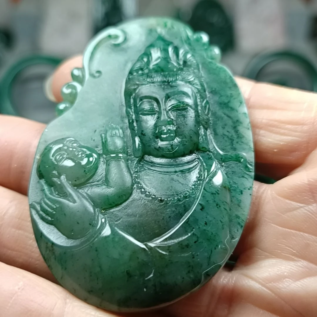 独山玉未镶嵌挂件送子观音