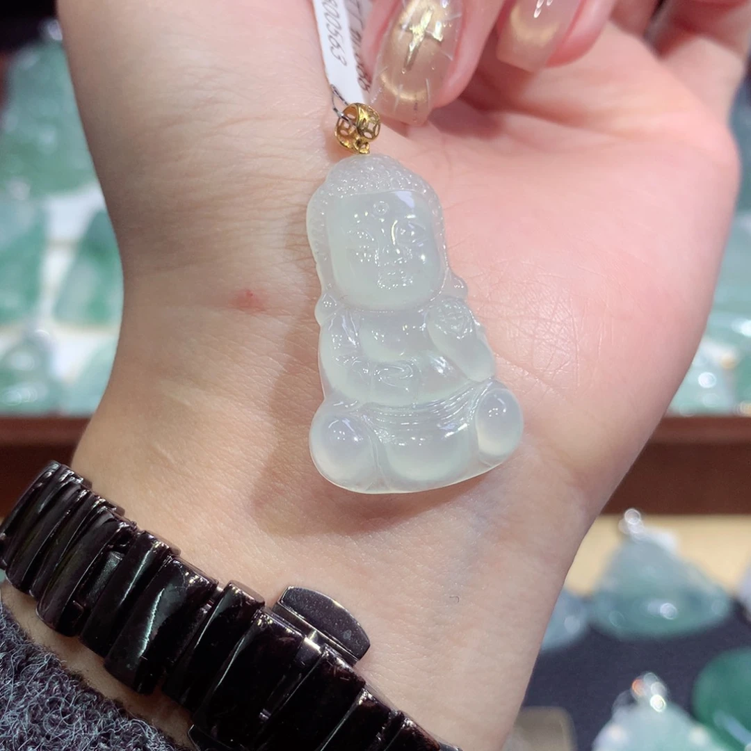 吊坠(不含链)18K金镶嵌翡翠