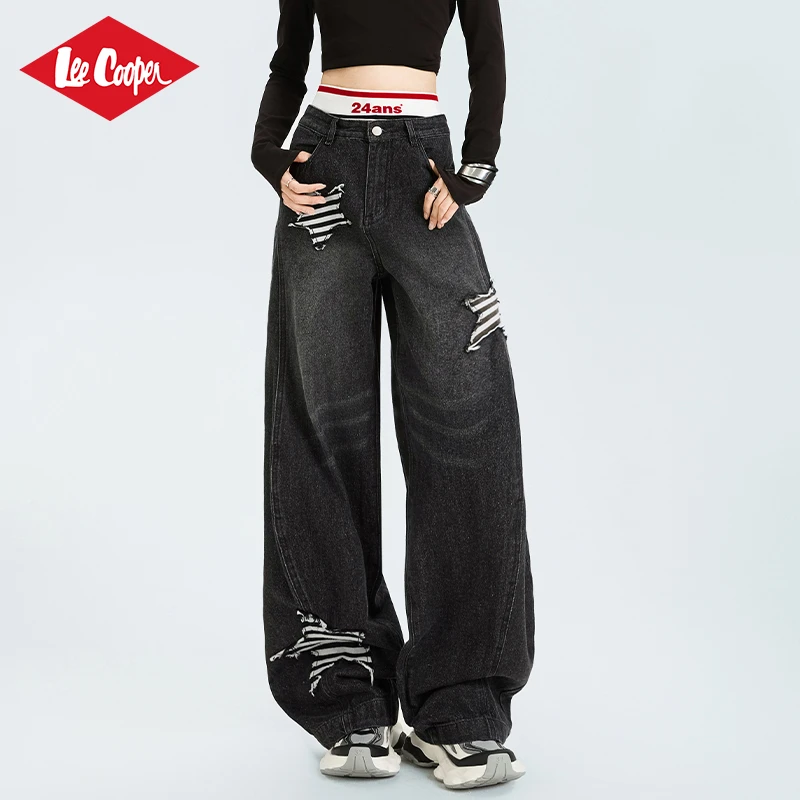 LEE COOPER2025秋季潮流牛仔裤直筒裤宽松时尚长裤女阔脚百搭休闲