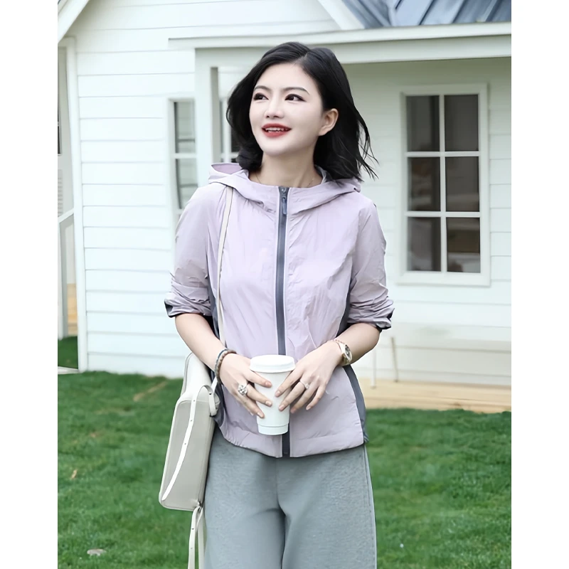 阿楠anan 奇遇乌托邦 撞色拼接连帽休闲薄款短外套女春新款防晒衫