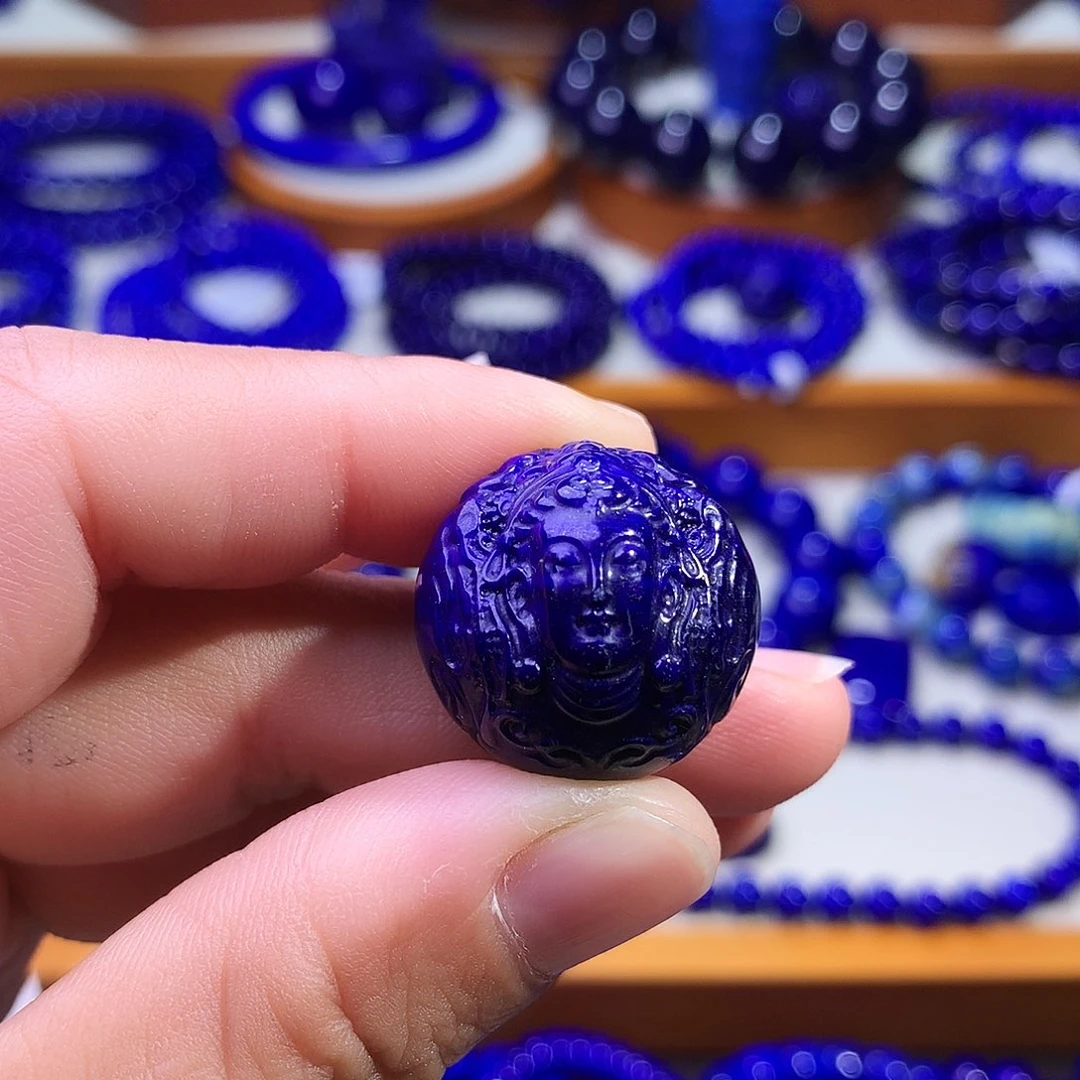青金石未镶嵌单珠21m精工紫药水观音1331