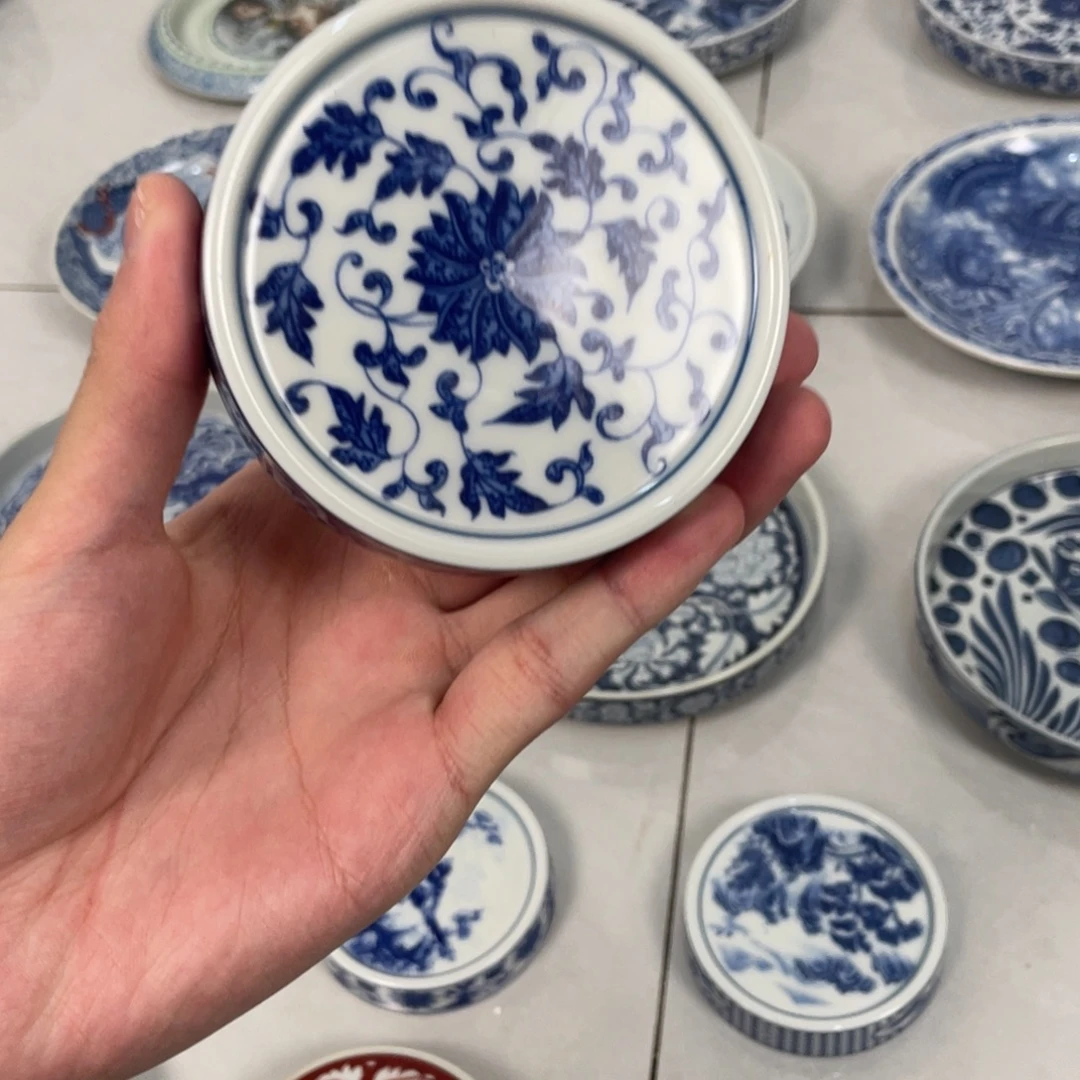 摆件景德镇缠枝莲盖置jjjj