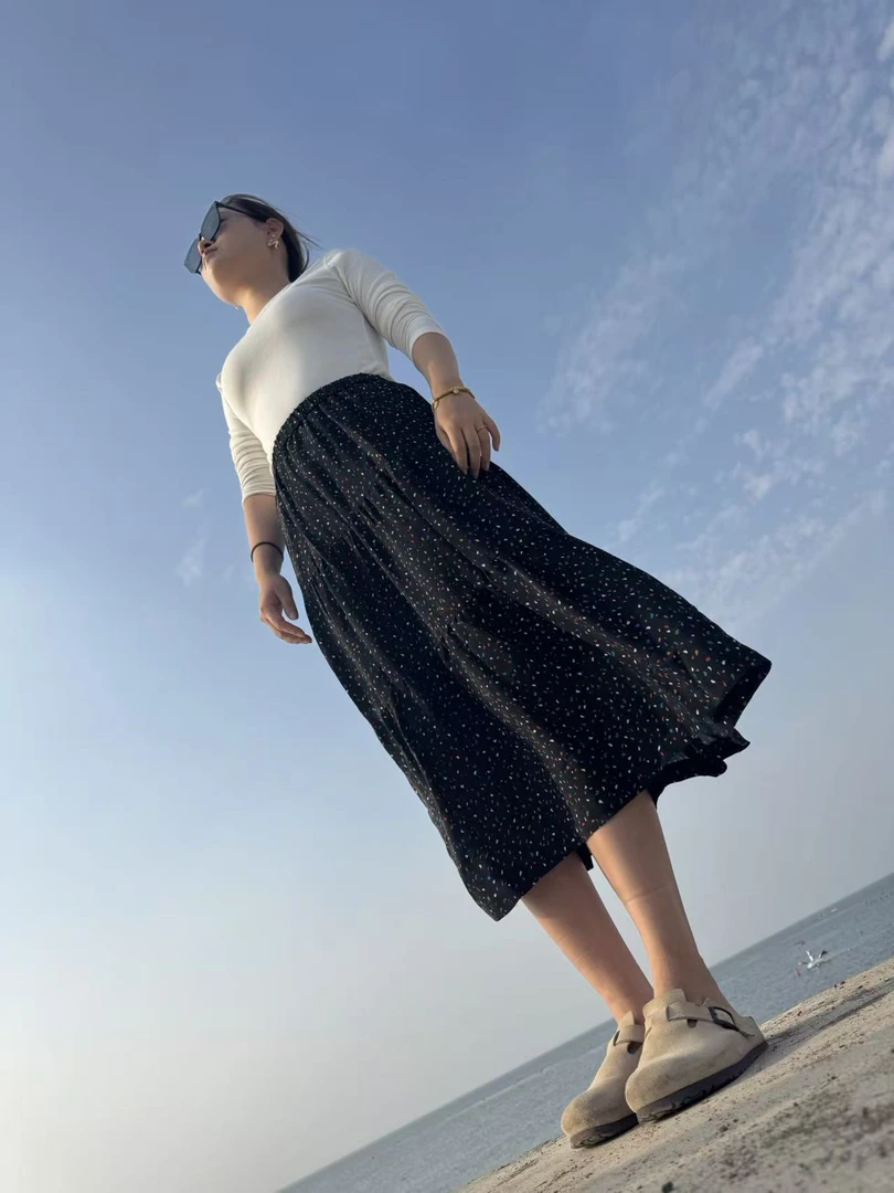 早秋碎花遮胯半裙女装碎花波点休闲女士拼接半身裙0412