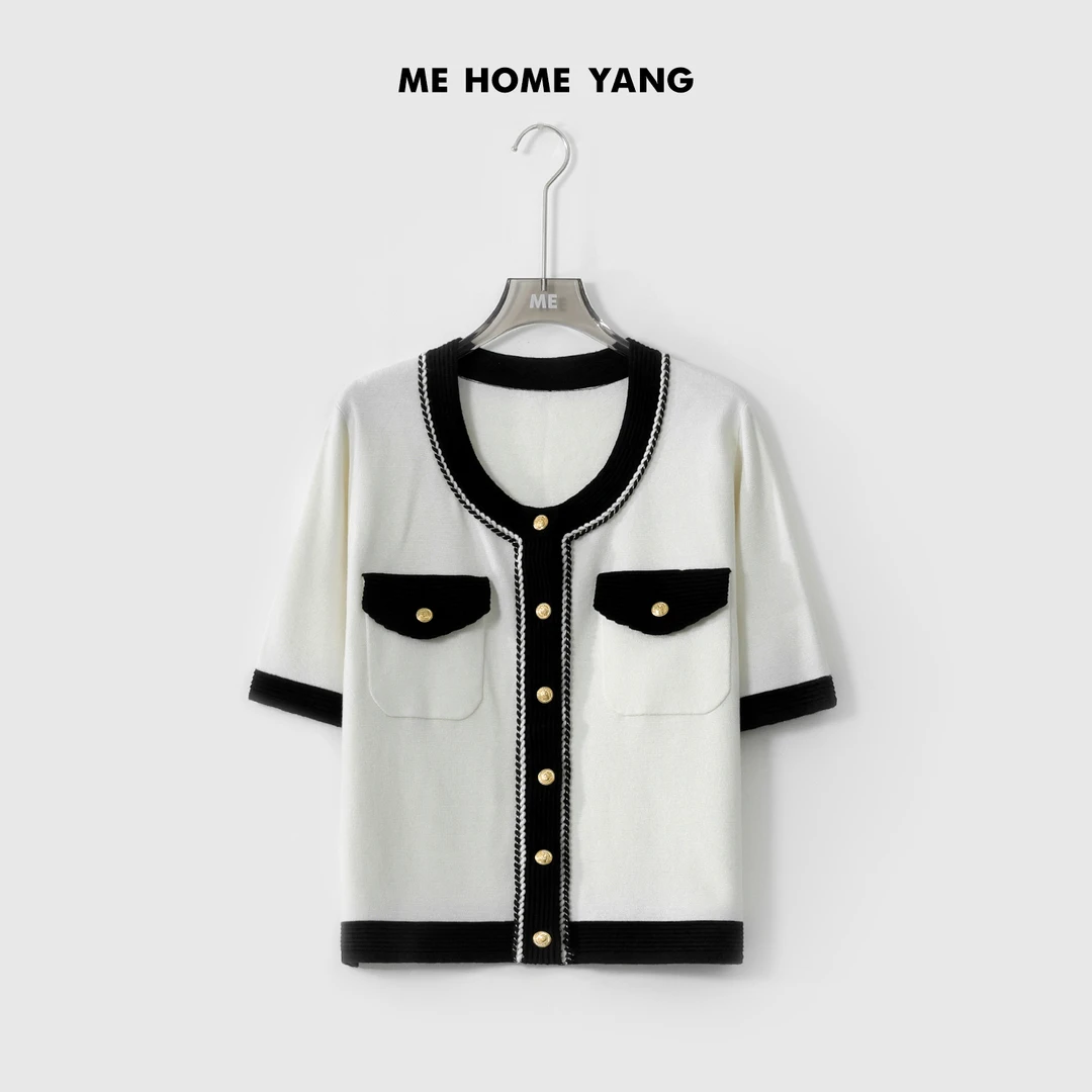 ME【小香织带T】夏季新款女士显瘦时尚百搭针织衫MEQS1974