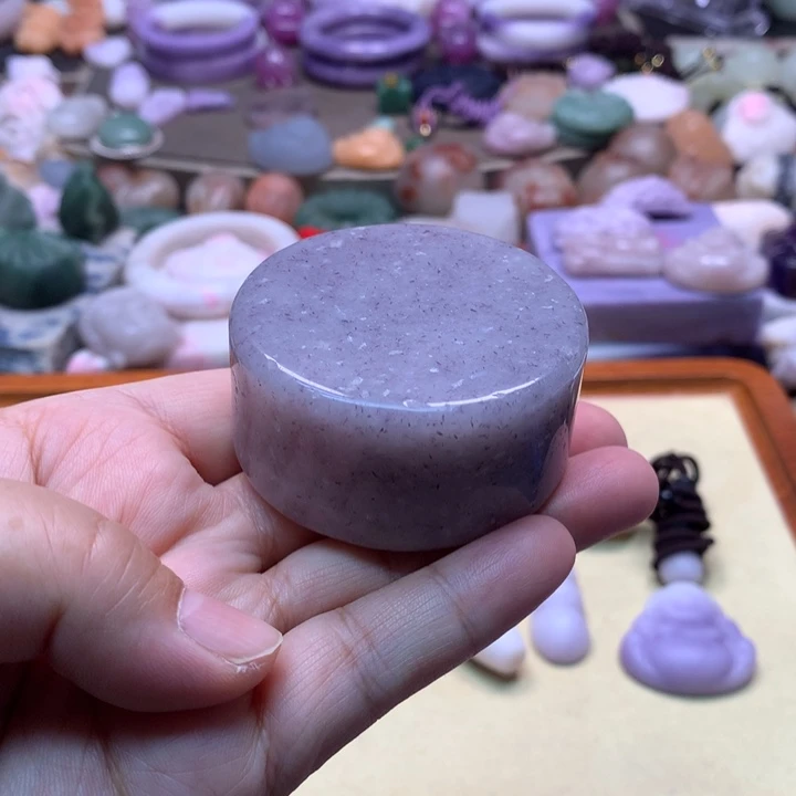 石英岩玉未镶嵌小矿紫玉镯心