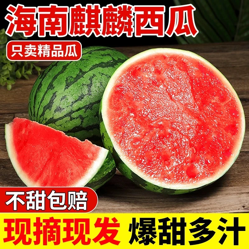 新鲜现摘麒麟超甜薄皮脆甜西瓜应季农家直发整箱无籽有籽新鲜水果随机海南省