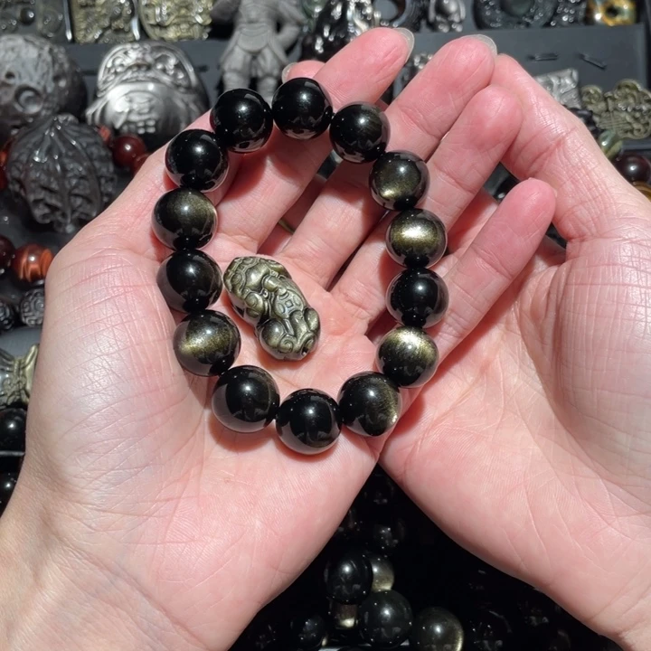 黑曜岩手串未镶嵌一****.