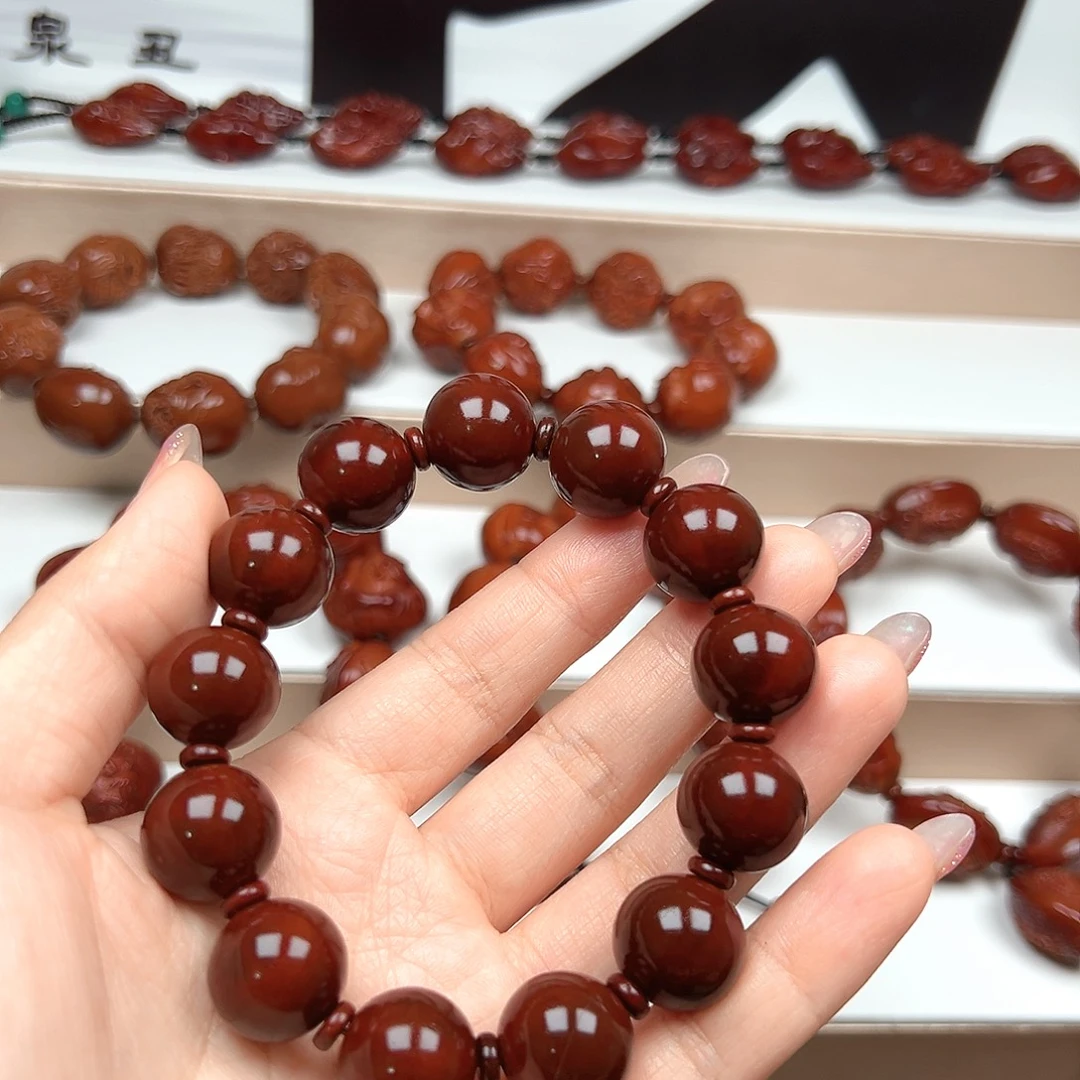 落***墨橄榄核手串光珠手串