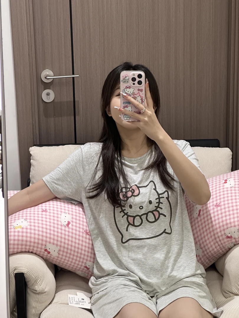 嘎子布·莫代尔kt睡衣套装！爆舒服夏季可爱卡通猫短袖短裤女居家服