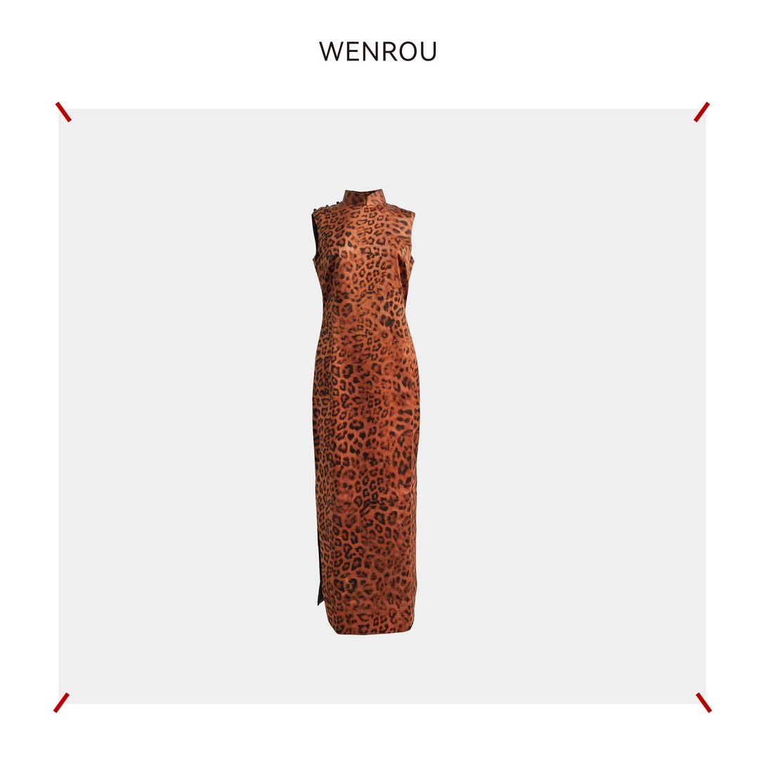 温柔自知 豹纹 香云纱 古法手工 旗袍 QP913