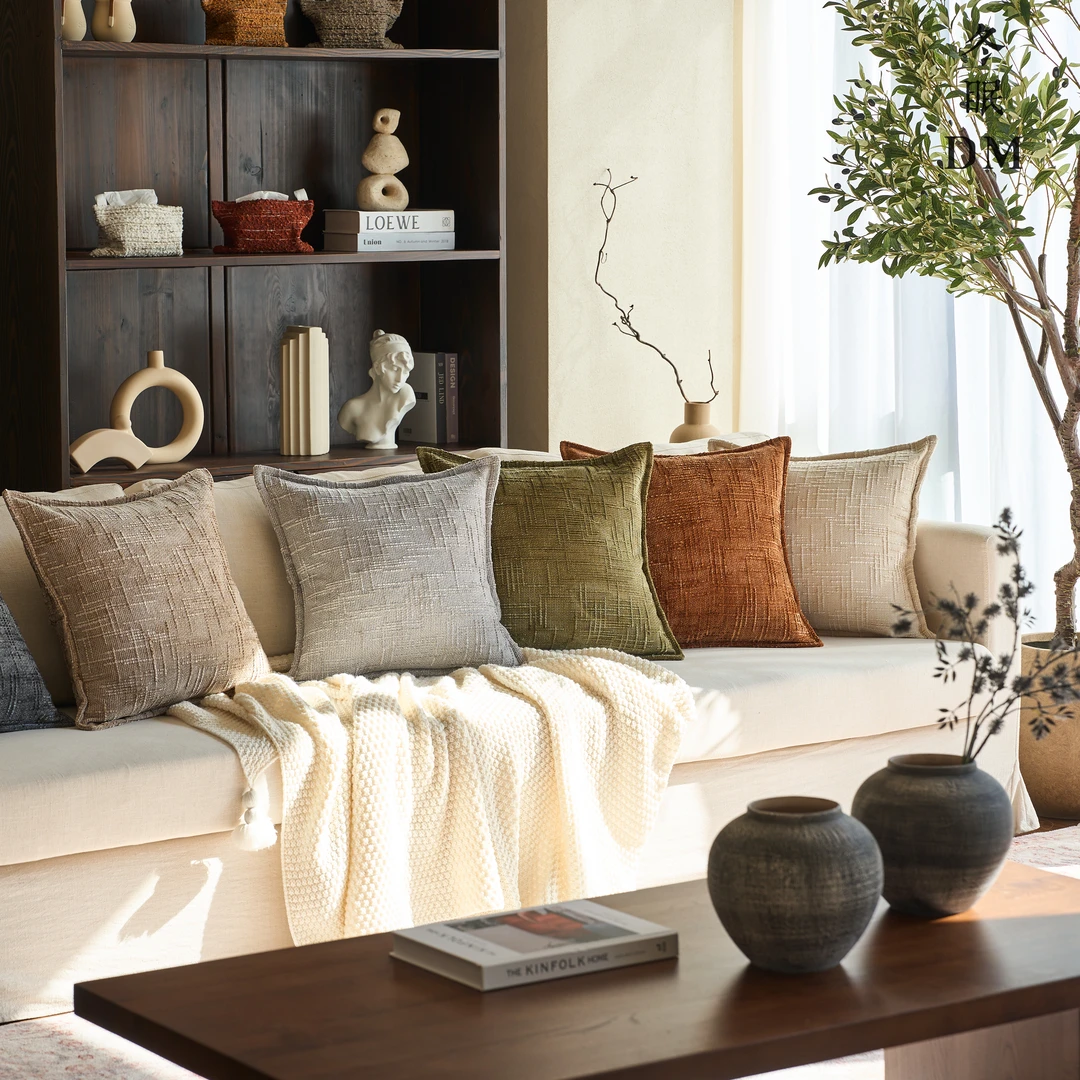 雪尼尔双面高端老钱纯色大抱枕沙发客厅靠背垫简约加厚枕套高级感