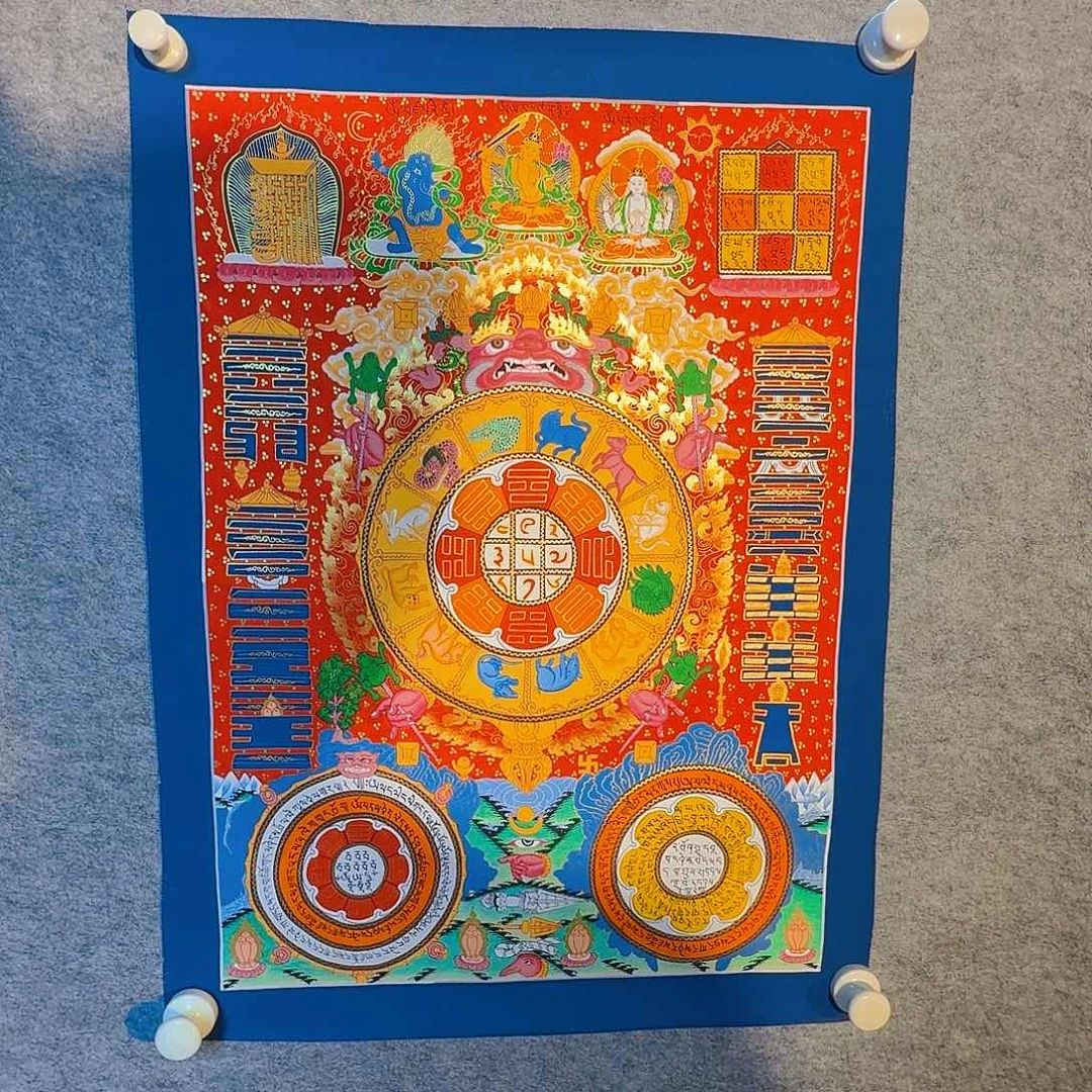 装裱画彩唐九宫八卦十二生肖纯手绘