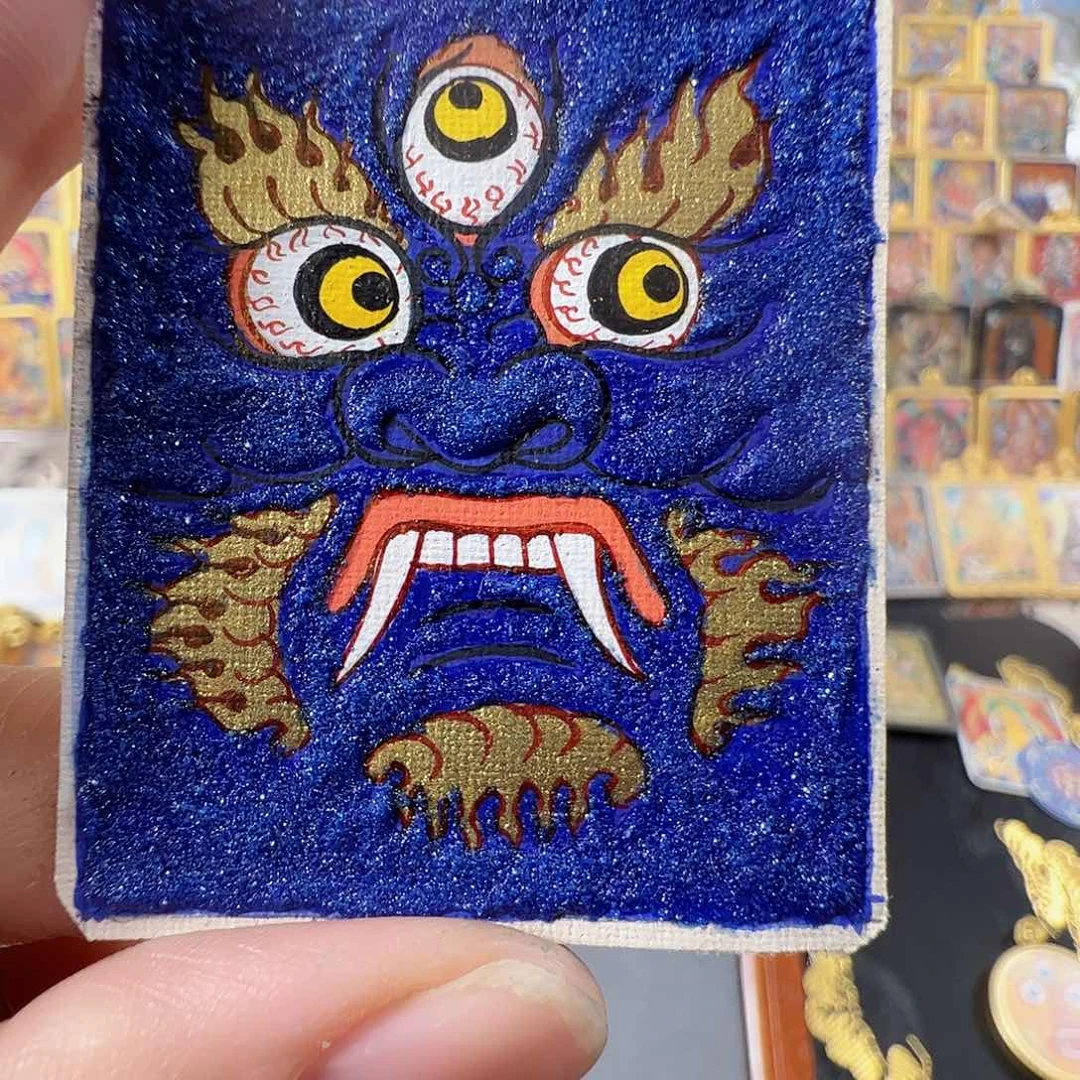 吊坠光**丈纯手绘黑财唐卡