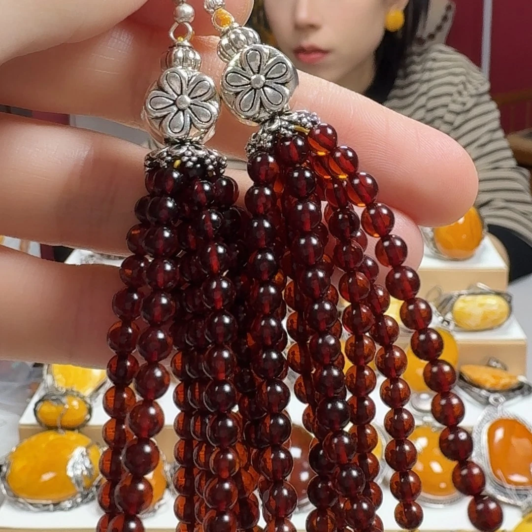 琥珀未镶嵌耳饰耳坠