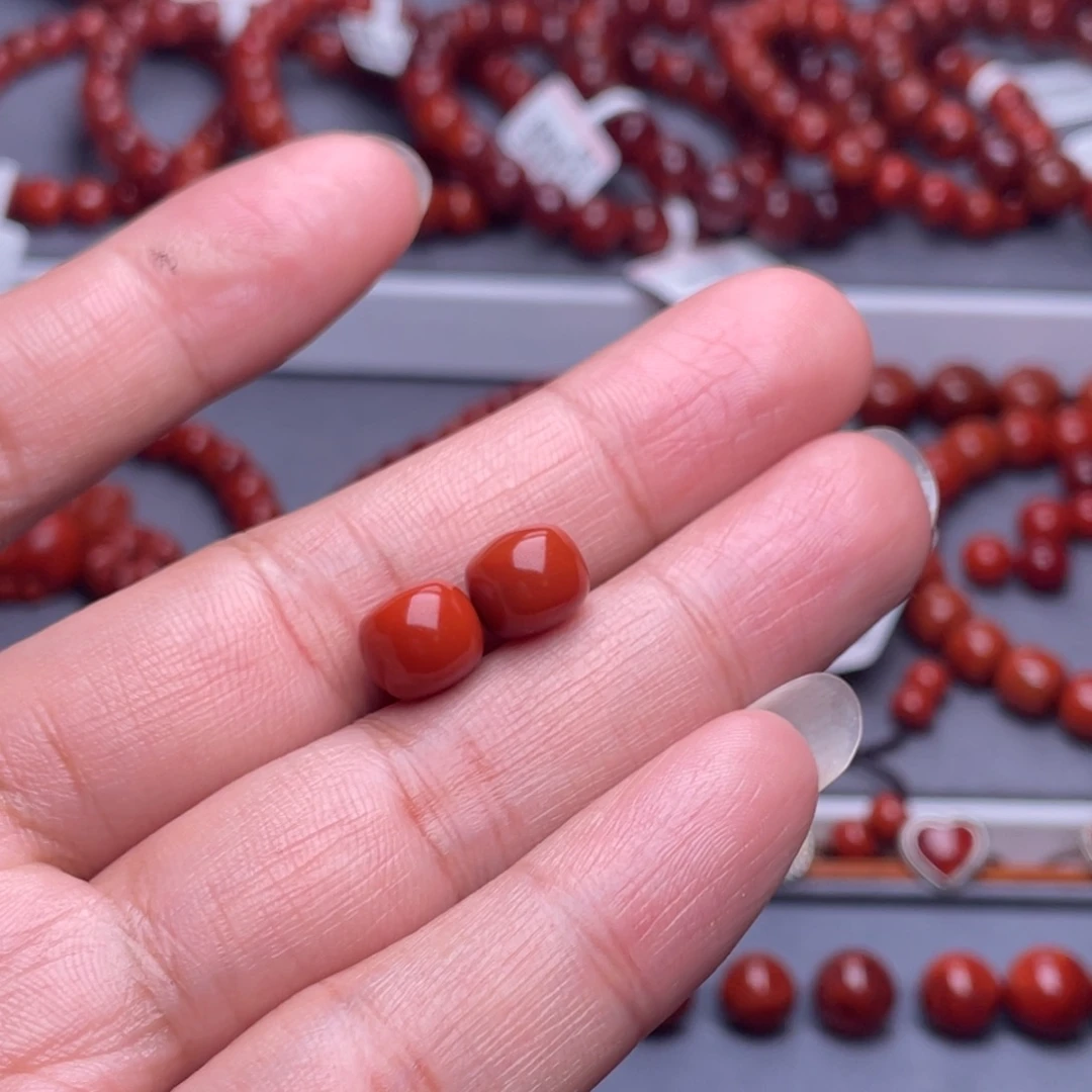 吳***麓南红玛瑙未镶嵌配珠9.4mm瓦西柿子红老型单珠