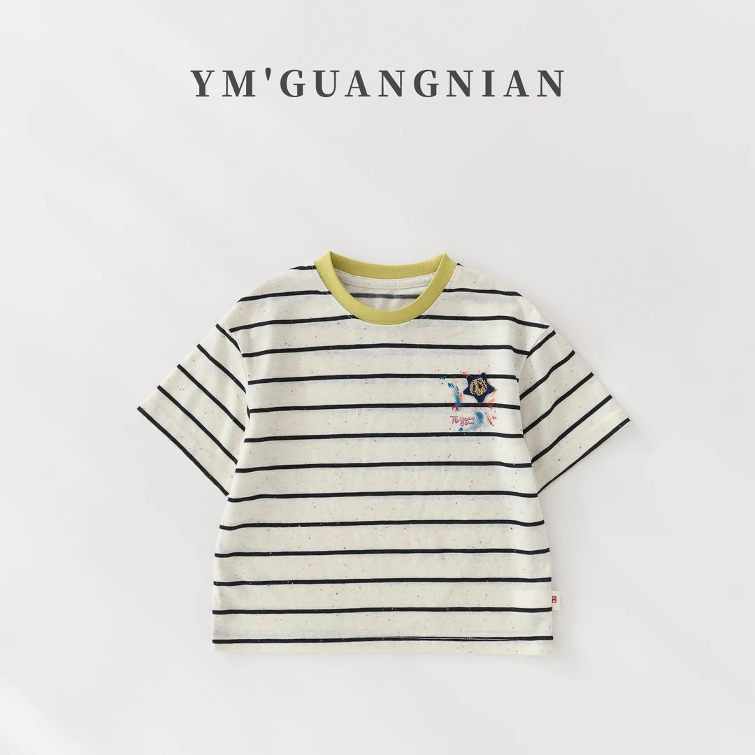 【幼棉光年】夏季男童休闲百搭条纹T恤亲子圆领1220301