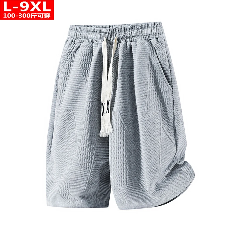 夏季潮男装纯色针织五分中裤胖大码加肥宽松裤衩男士运动休闲短裤