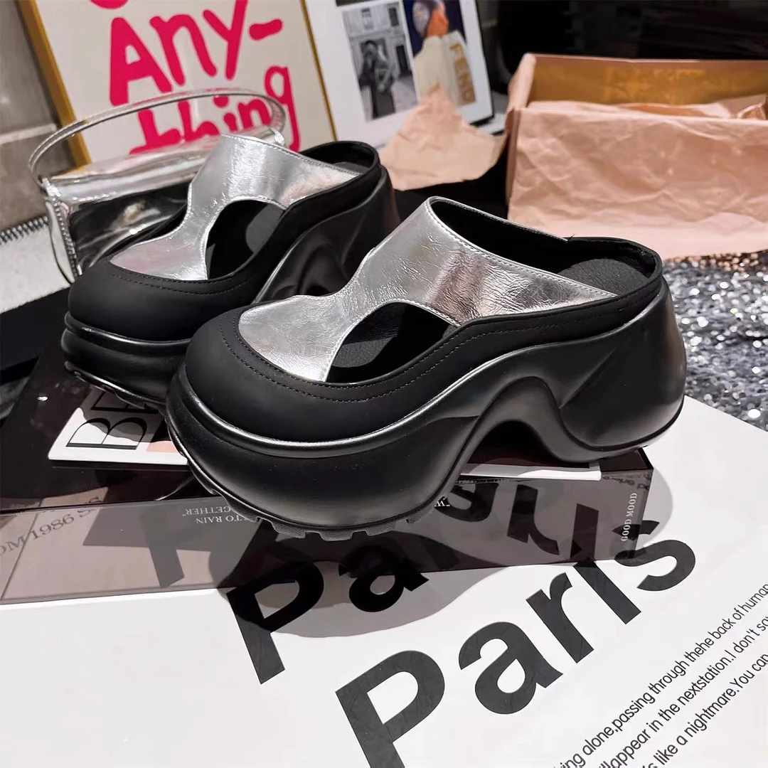 欧货包头拖鞋女2025夏季新款厚底松糕百搭凉拖女外穿休闲时尚