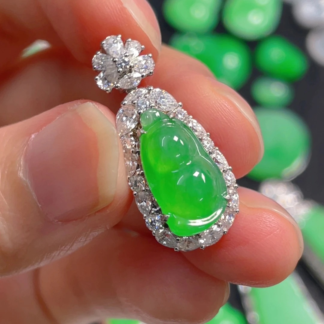 翡翠18K金镶嵌吊坠(不含链)