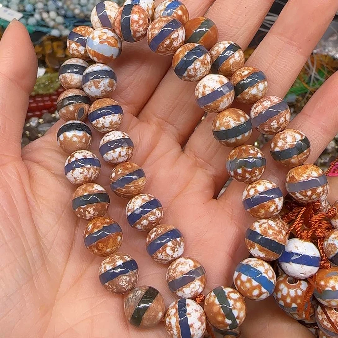 玛瑙/玉髓合金珠宝半成品一线蓝玛瑙10mm一条