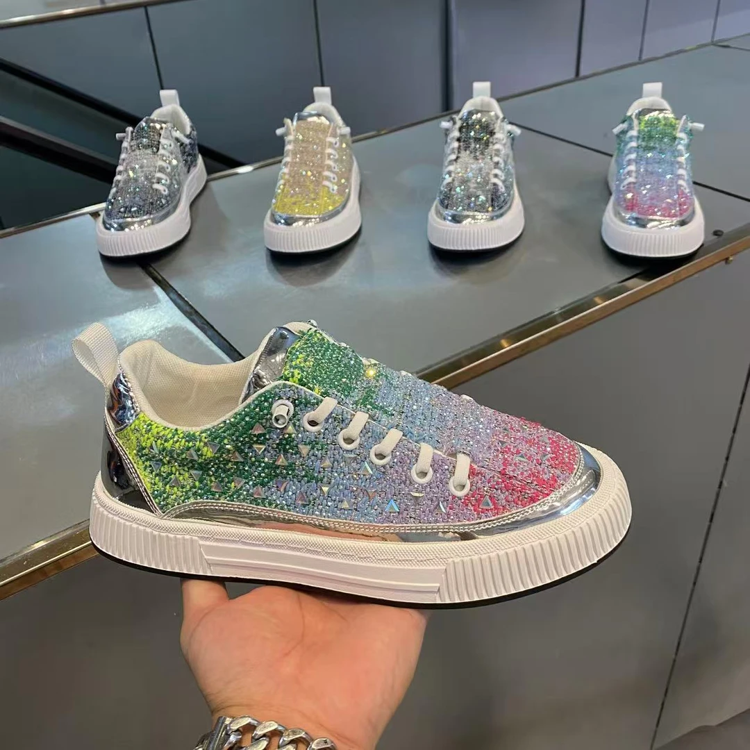 2025秋季新款时尚烫钻松紧带舒适软底轻便百搭潮流休闲鞋（标准码）