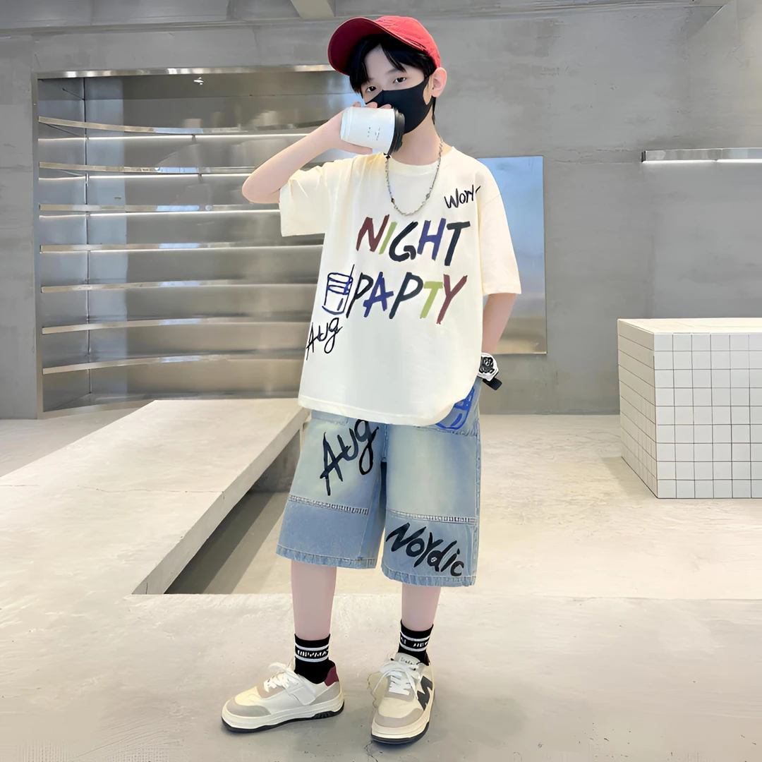 儿童装男童夏装短袖套装2025新款6-12岁中大童男孩夏季薄款帅气潮