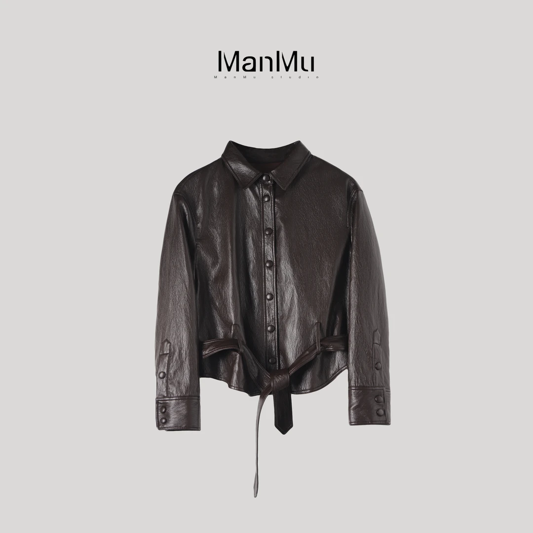 满目ManMu 【张琪专属】秋冬款通勤百搭皮外套350257