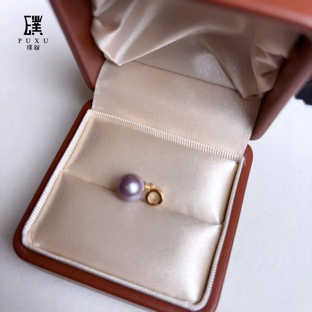 【沙曼的珍珠】钻扣紫色淡水正圆珍珠吊坠